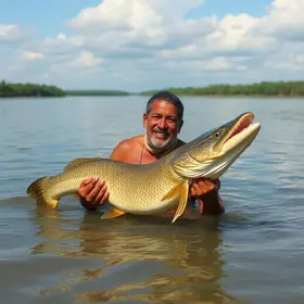 Wilber Muñoz, o Homem Peixe, chega a Santarém pelo rio Amazonas